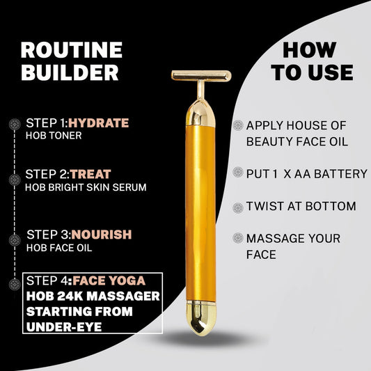 24K Gold Energy Beauty Bar Electric Facial Massage Roller