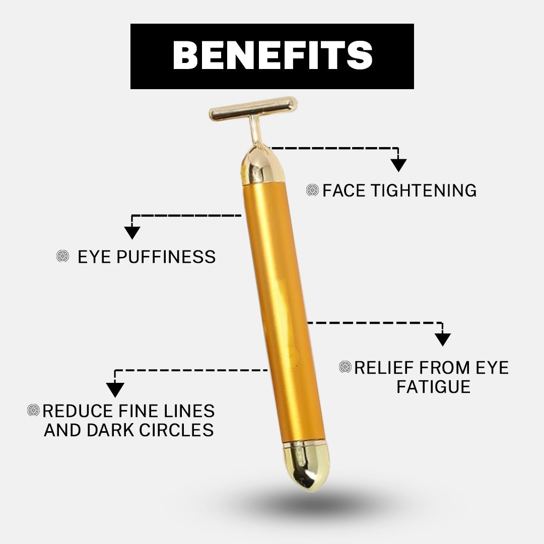 24K Gold Energy Beauty Bar Electric Facial Massage Roller