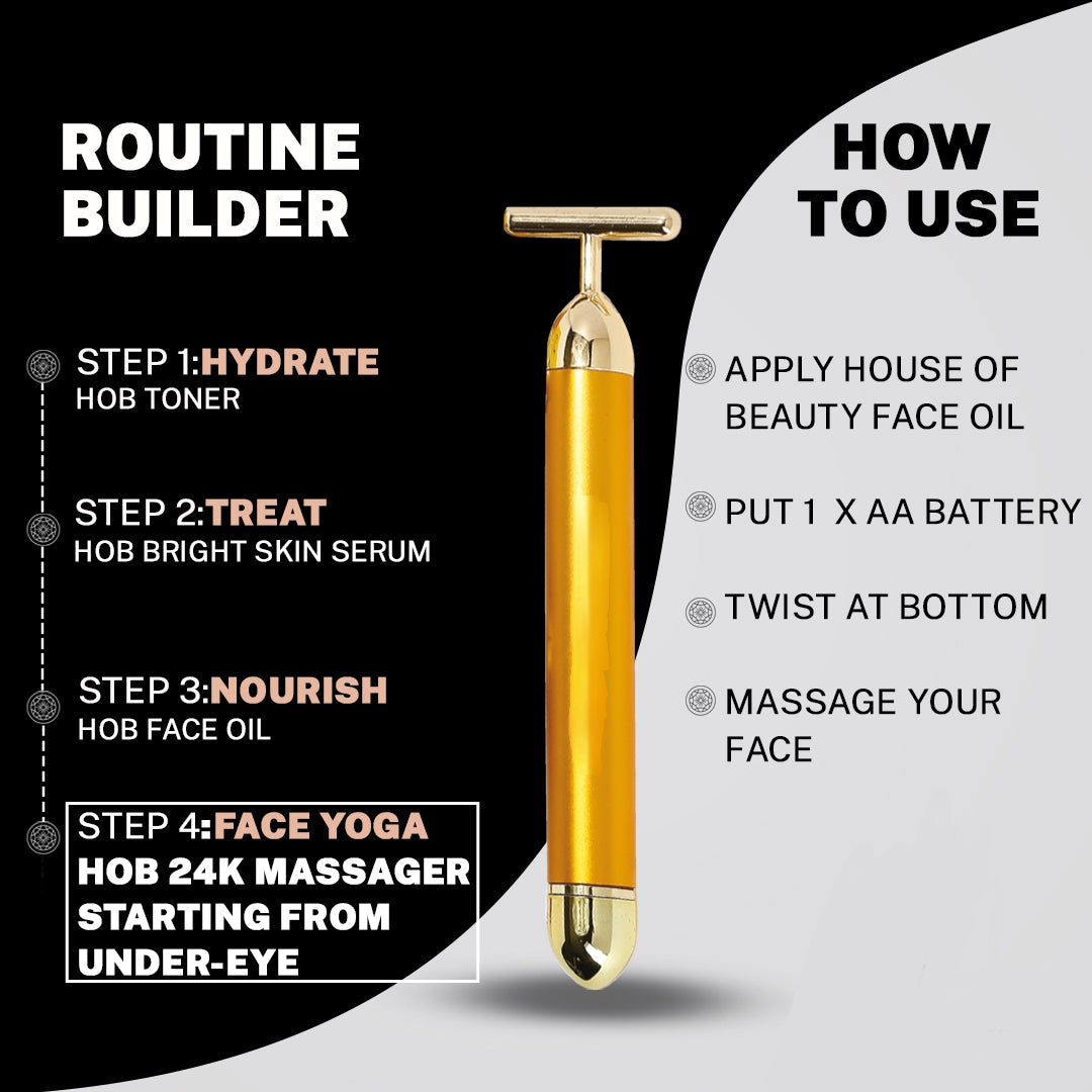 24K Gold Energy Beauty Bar Electric Facial Massage Roller