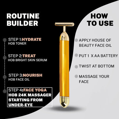 24K Gold Energy Beauty Bar Electric Facial Massage Roller